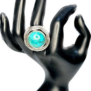 Bold sterling silver 925 turquoise ring ISRAEL